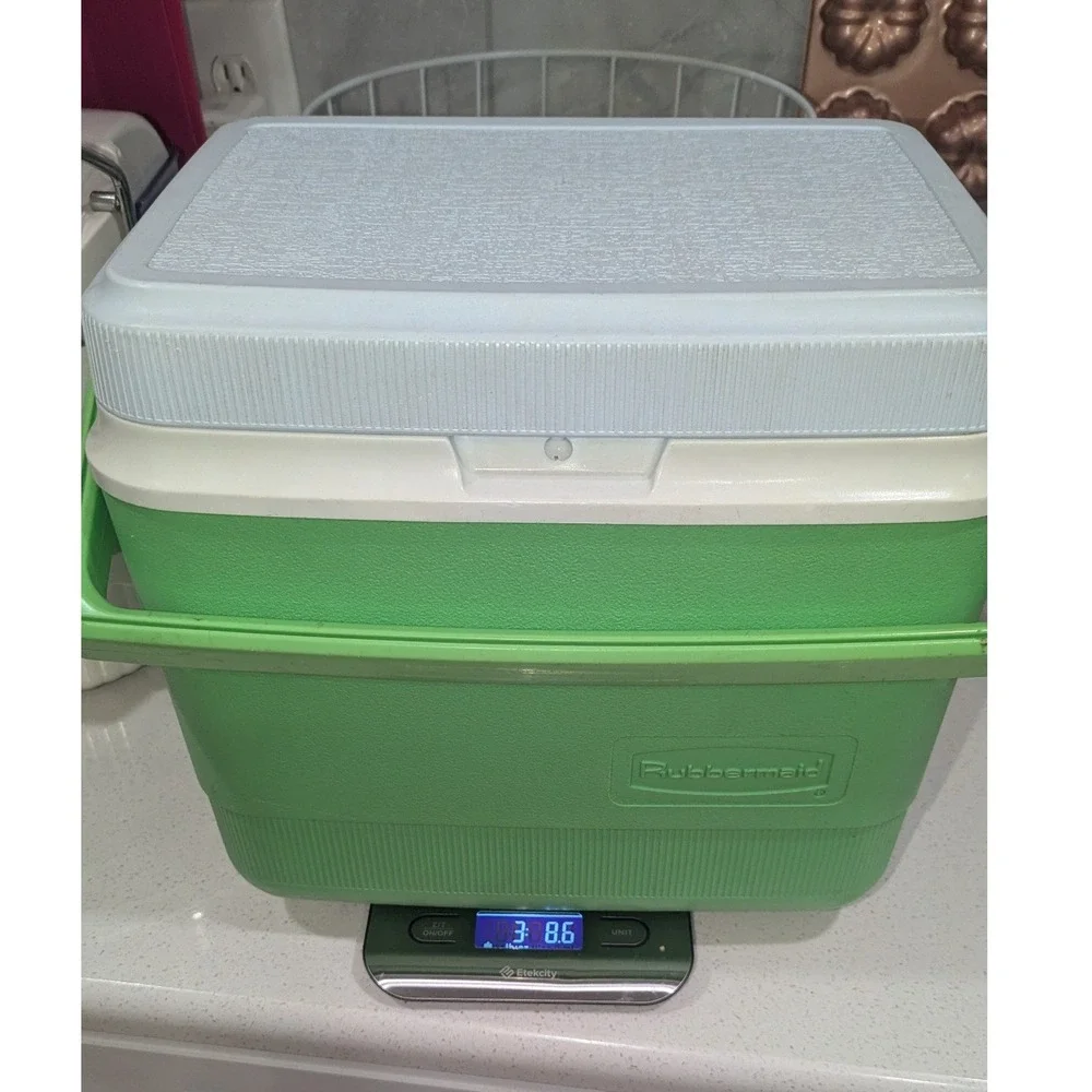Vintage Rubbermaid Personal Cooler Green Plastic Insulated Lunch Box Retro Neon